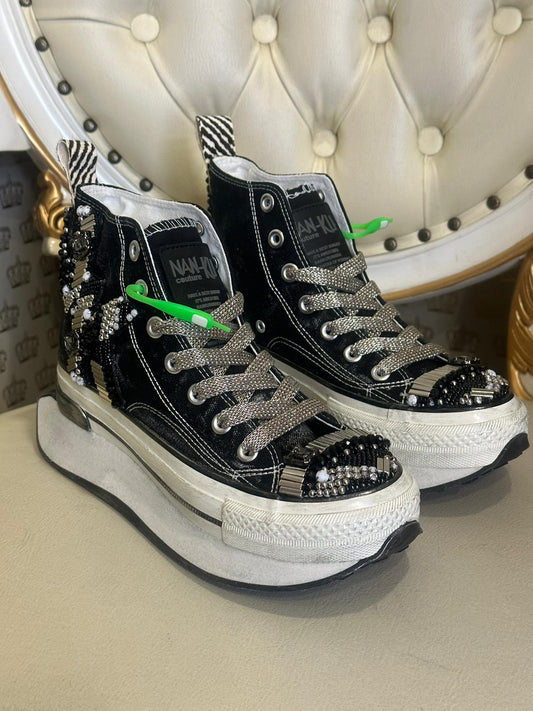 Sneaker NAN-KU Plateau Schwarz