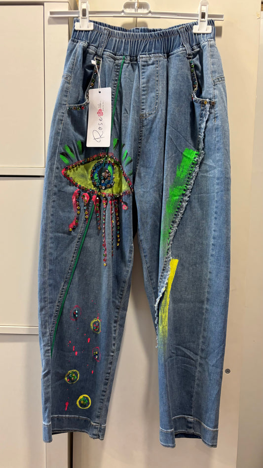 Jeans mit Strassmotiv