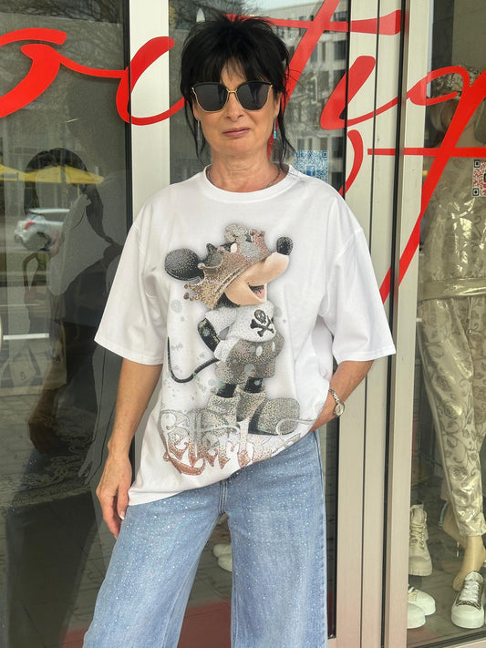 Damen T-Shirts, Baumwolle. Weiß 